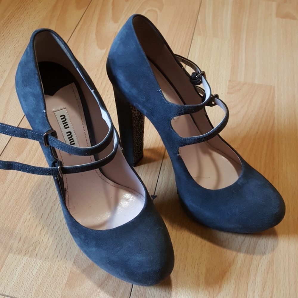 Miu Miu Grey Suede Platform Heel size 8